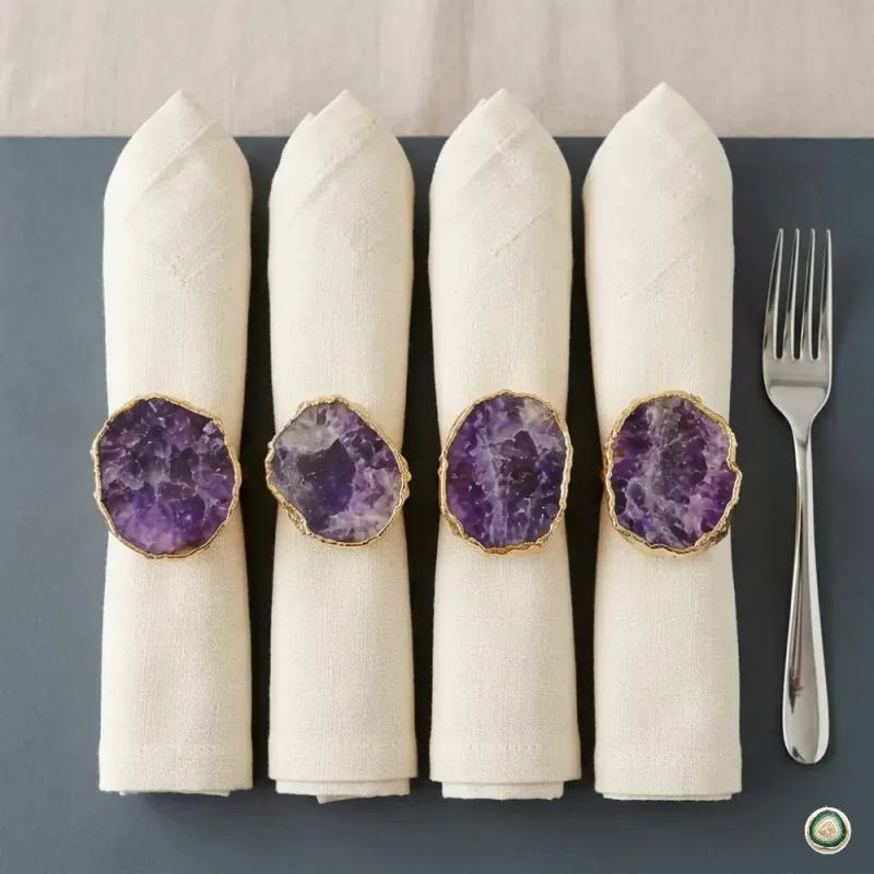 Amethyst Napkin ring Holder 3 - Christmas Decoration | Stonerie