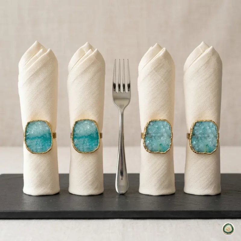 Aque agate napkin Ring Holder - Christmas Decoration | Stonerie
