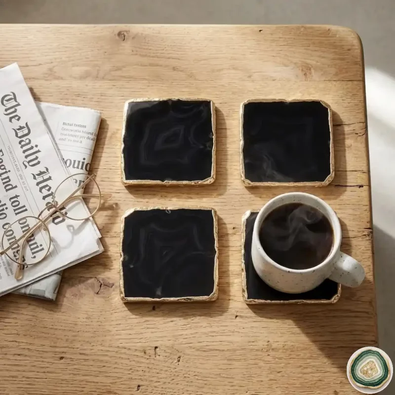 Black Agate coaster 8 - Christmas Decoration | Stonerie