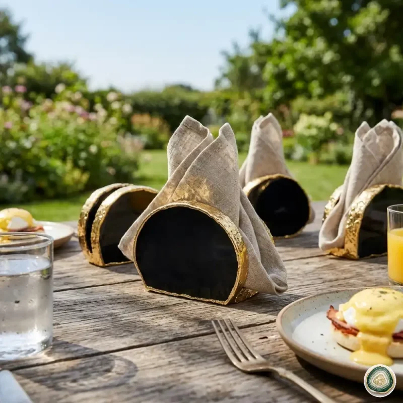 Black Agate napkin holder 2 - Christmas Decoration | Stonerie