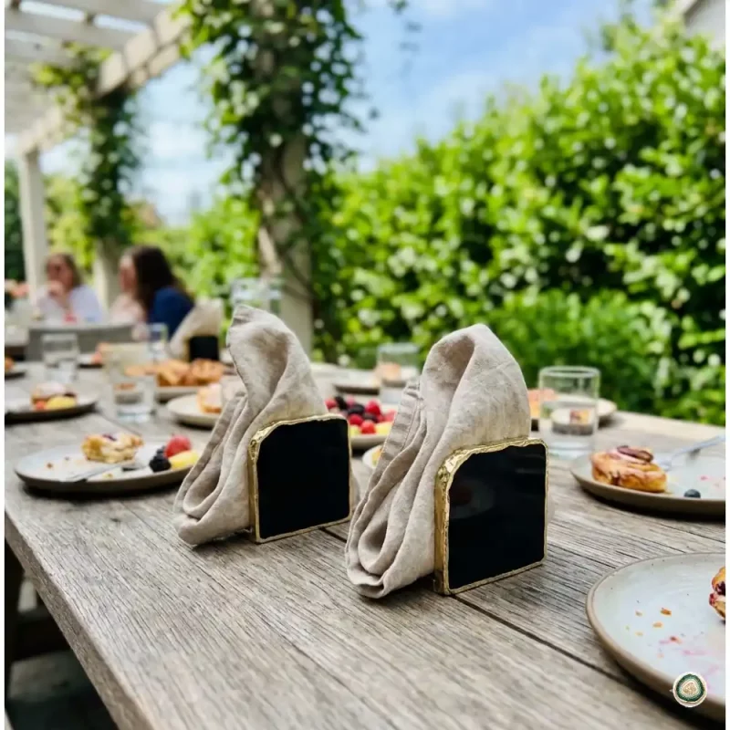 Black agate napkin holder 3 - Christmas Decoration | Stonerie