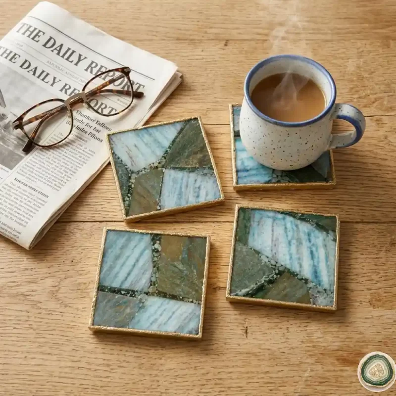 Blue green abage coaster 6 - Christmas Decoration | Stonerie