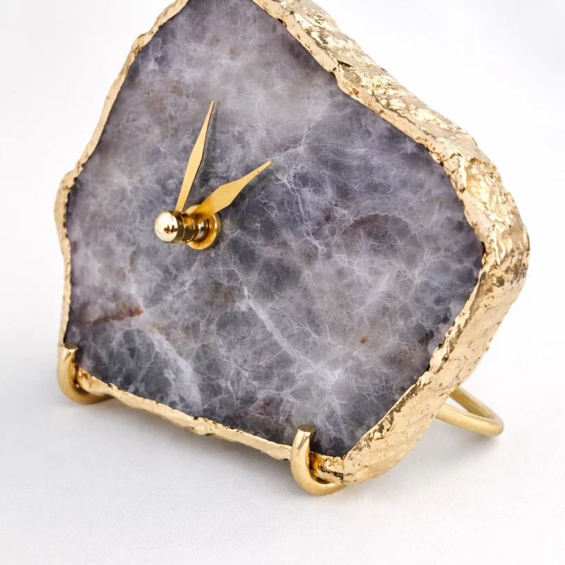 smoky TABLE agate clock natural stone.