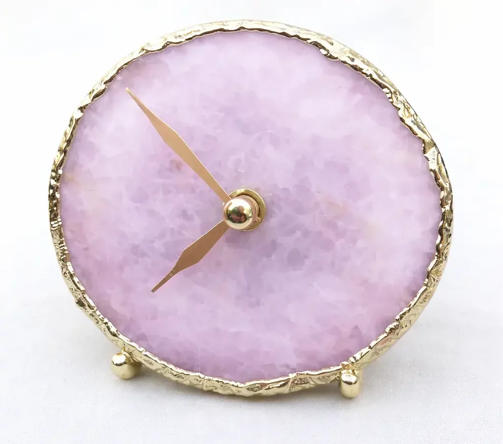Round Rose Quartz Agate Clock Round Rose Quartz Agate Clock