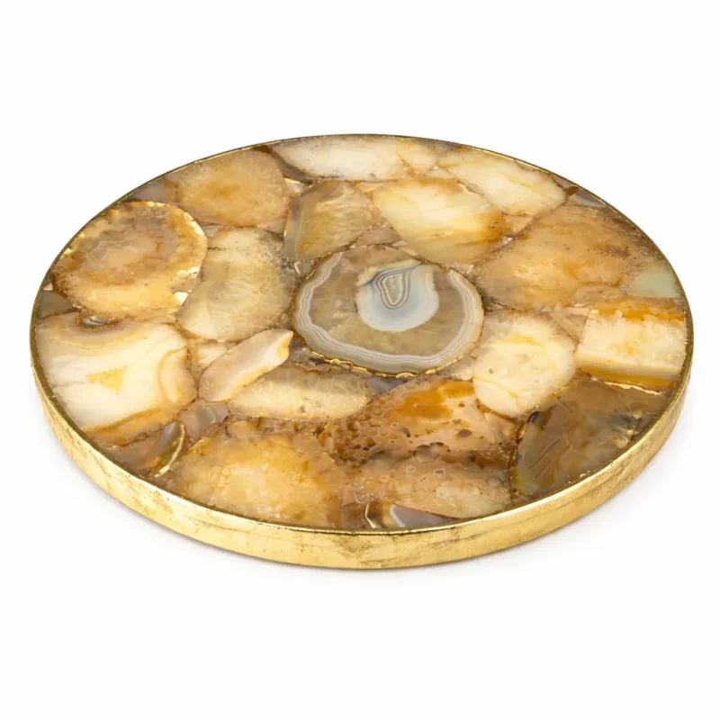 Golden Brown Agate Lazy Susan Turntable