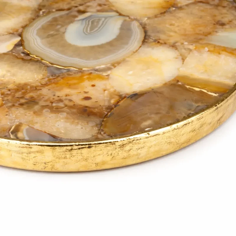 Golden Brown Agate Lazy Susan Turntable