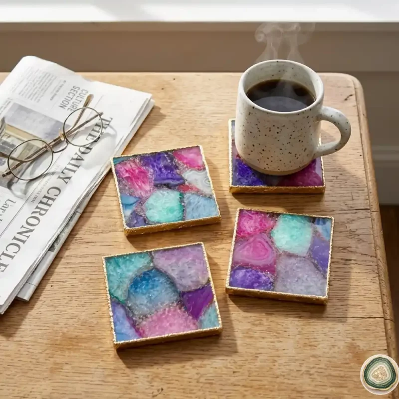 Multi coloer agate coaster 4 - Christmas Decoration | Stonerie