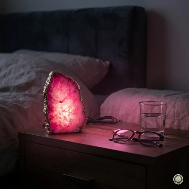 Pink agate lamp 8 - Christmas Decoration | Stonerie