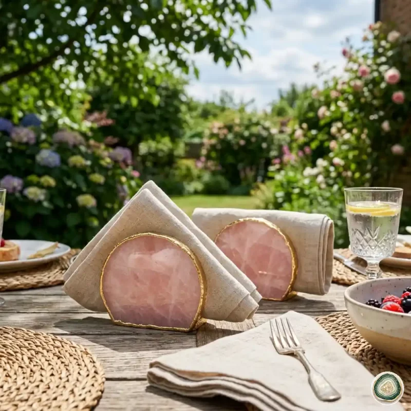 Rose Quartz napkin holder 2 - Christmas Decoration | Stonerie
