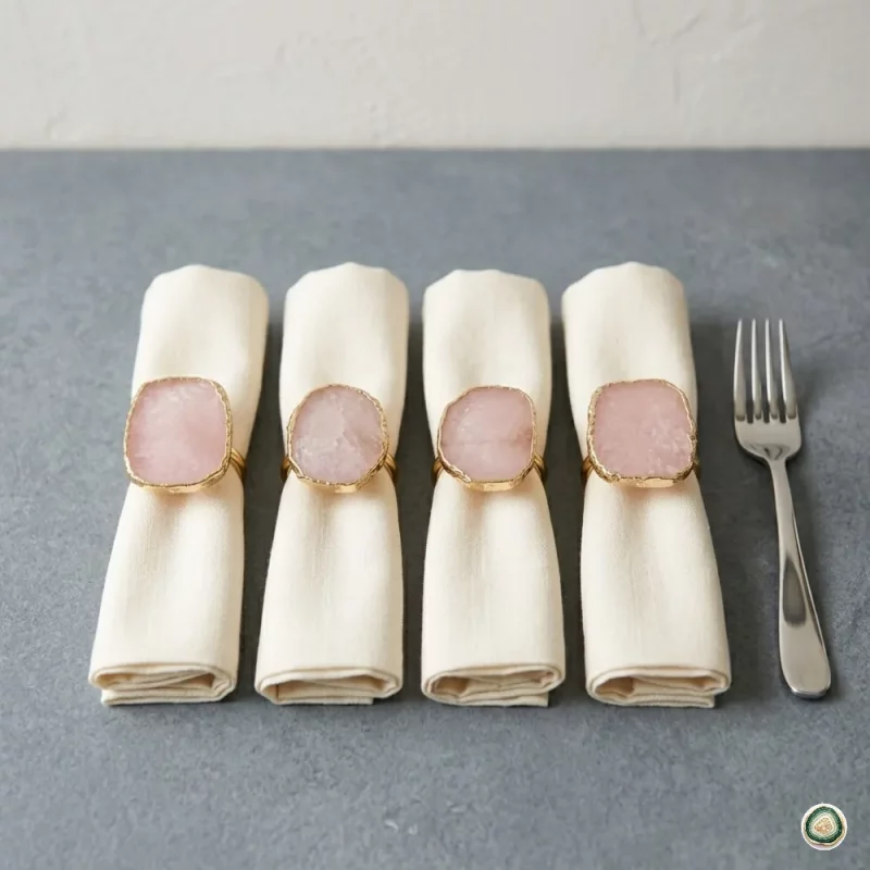 Rose quartz Napkin ring holder3 - Christmas Decoration | Stonerie