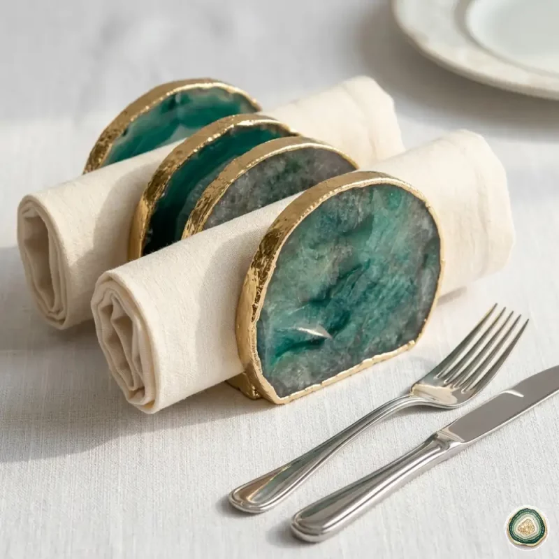 SAge Green Jade Napkin holder - Christmas Decoration | Stonerie