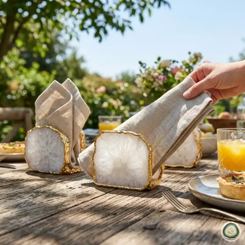White agate napkin holder 2 | Stonerie