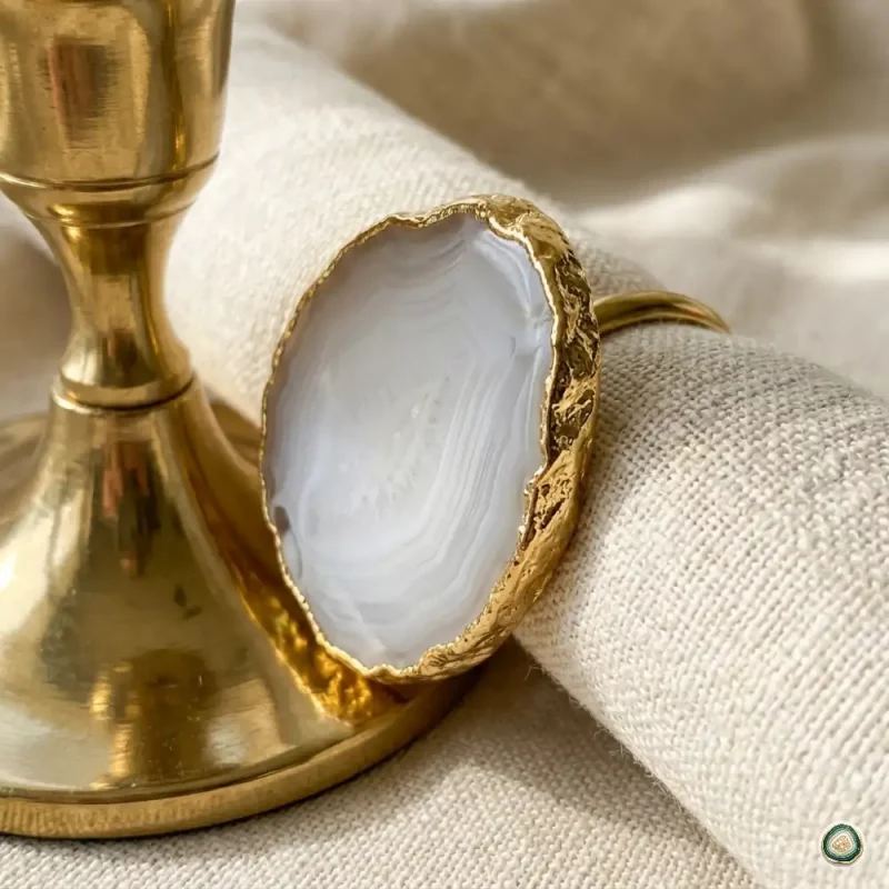 White agate napkin ring holder - Christmas Decoration | Stonerie