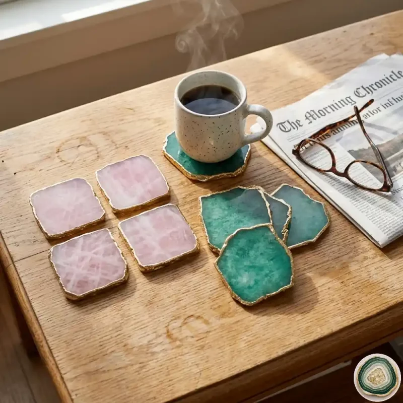 irragular Rose Quartz agate coaster6 - Christmas Decoration | Stonerie