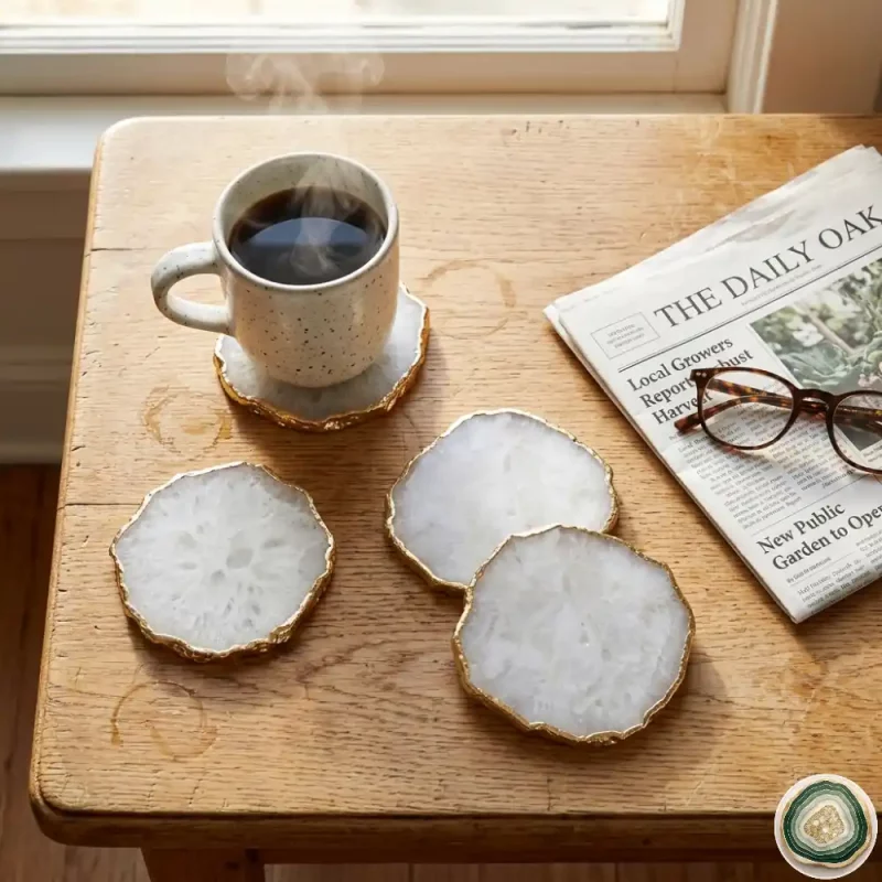 irragular white agate coaster3 | Stonerie