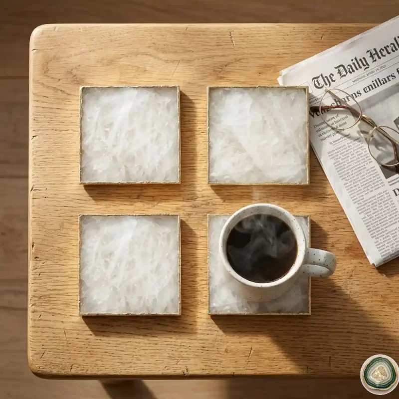 large square white asgate coaster 3 - Christmas Decoration | Stonerie
