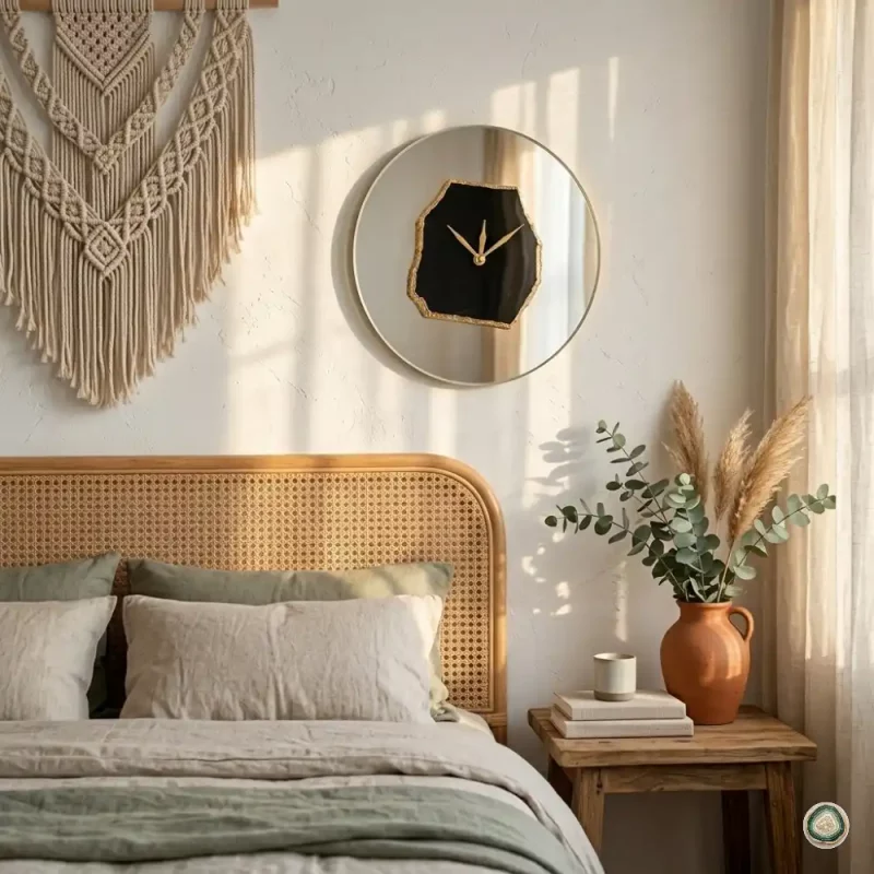 Black agate Mirror Clock 2 - Christmas Decoration | Stonerie
