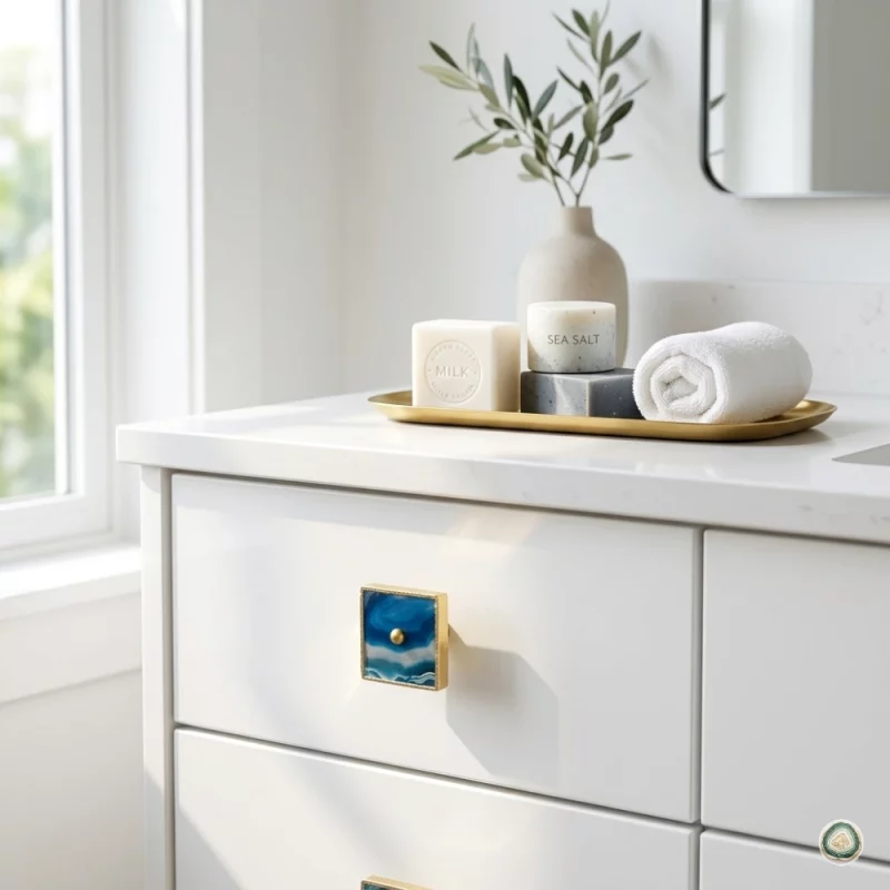 Square Blue agate Knobs 6 - Christmas Decoration | Stonerie