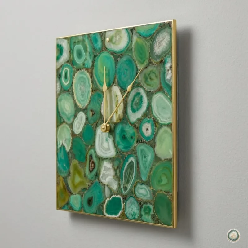 Square Green aagte wall clock - Christmas Decoration | Stonerie