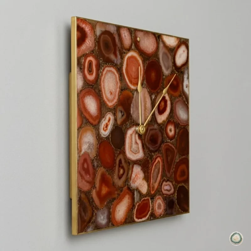 Square Red aagte wall clock | Stonerie