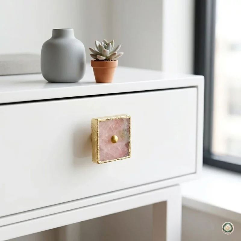 Square Rose quartz agate Knobsa10 - Christmas Decoration | Stonerie