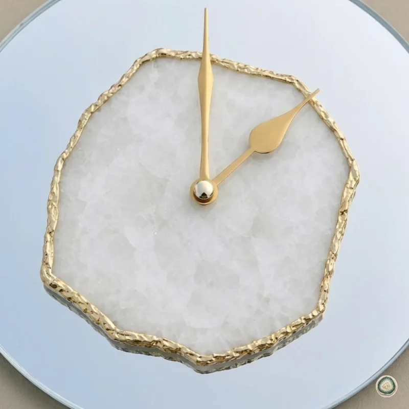 White agate Mirror Clock.webp 4 | Stonerie