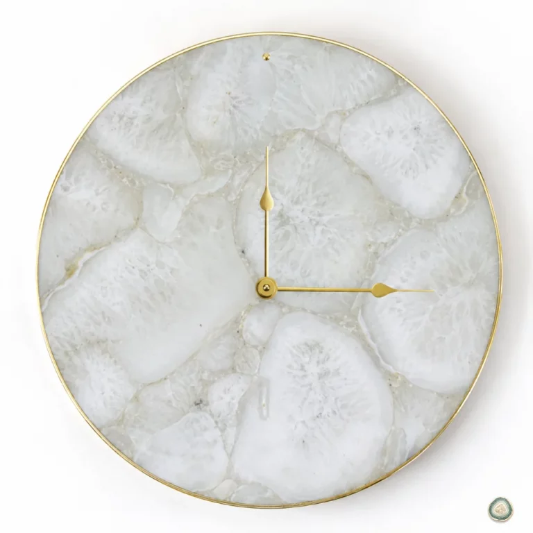 Large white agate wall clock for modern living room decor | Stonerie