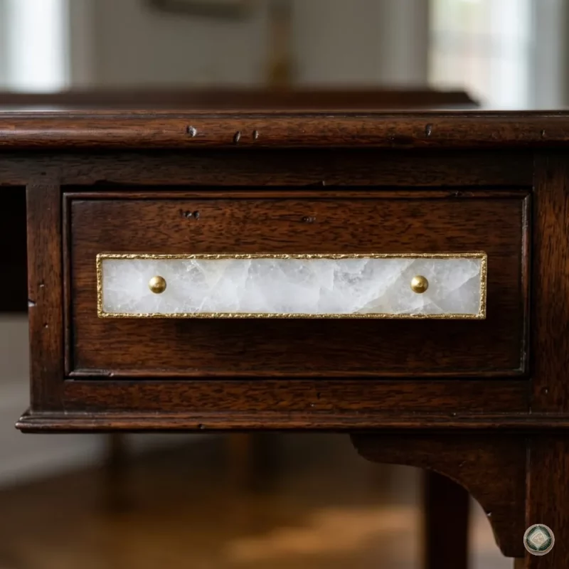 White quartz agate pull handle 2 | Stonerie
