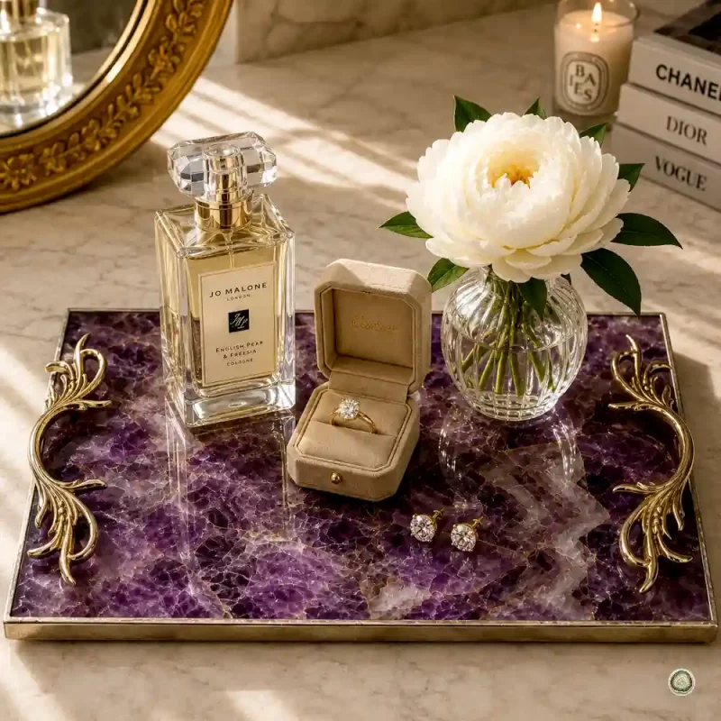 Amethyst Rectangel Tray | Stonerie Natural Agate Home Decor