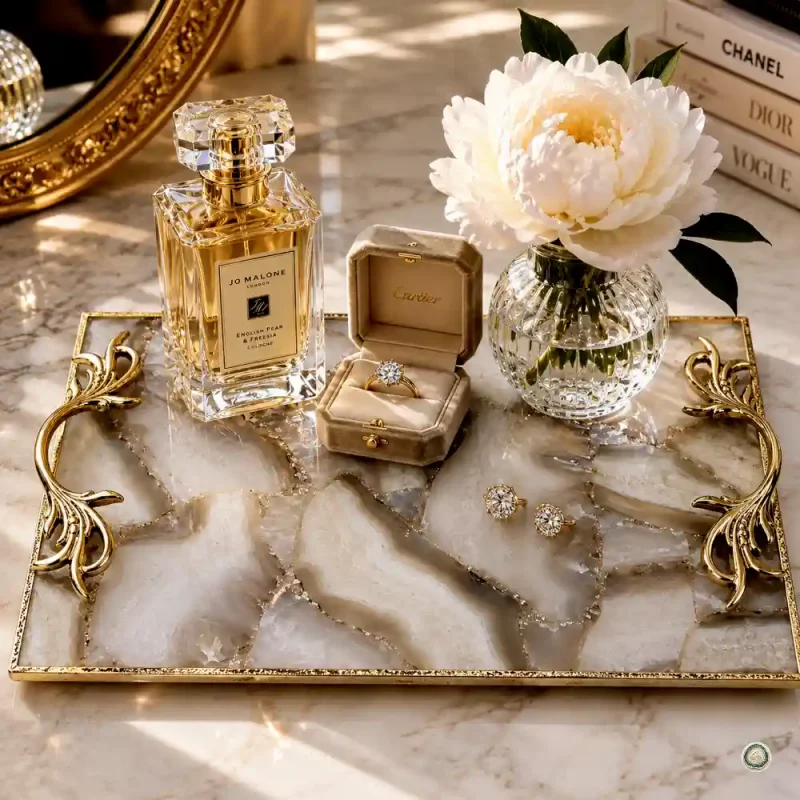 White Spoyted Agate Tray | Stonerie Natural Agate Home Decor