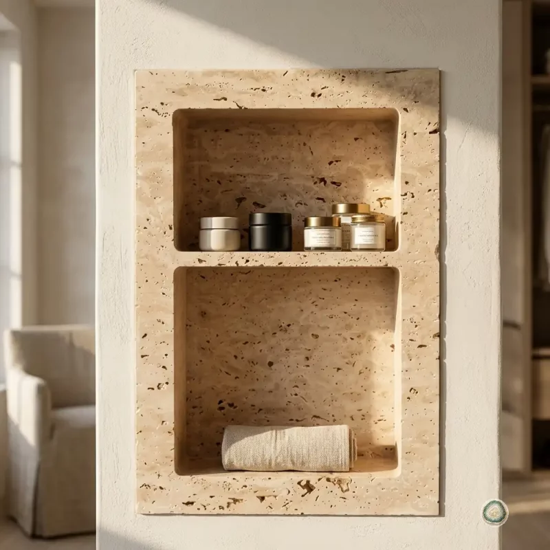 Travertine Stone Shower Niche sqr 2 - Christmas Decoration | Stonerie