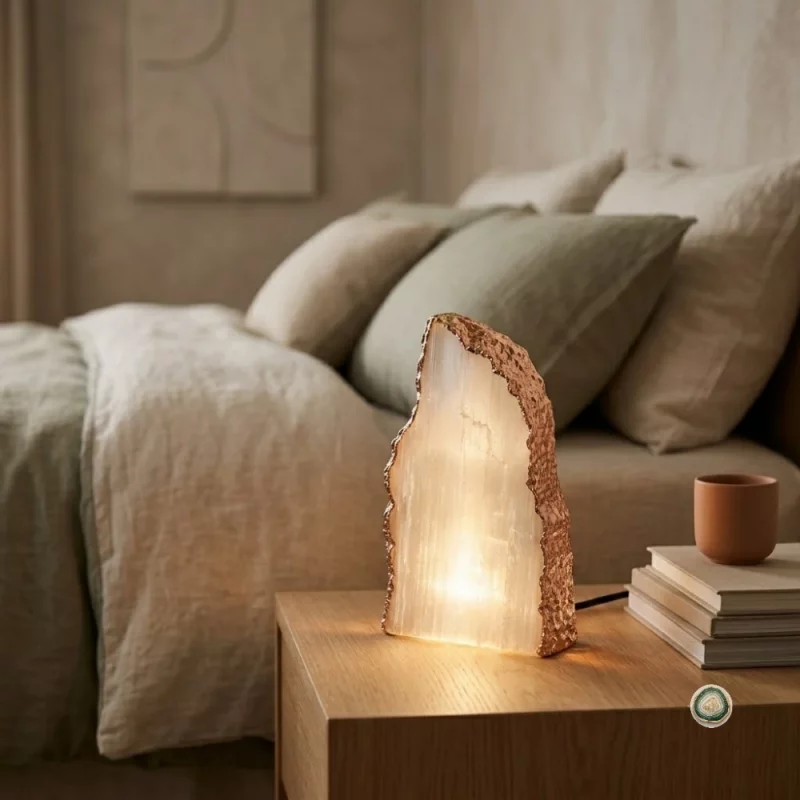 White selenite Agate Lamp - Christmas Decoration | Stonerie