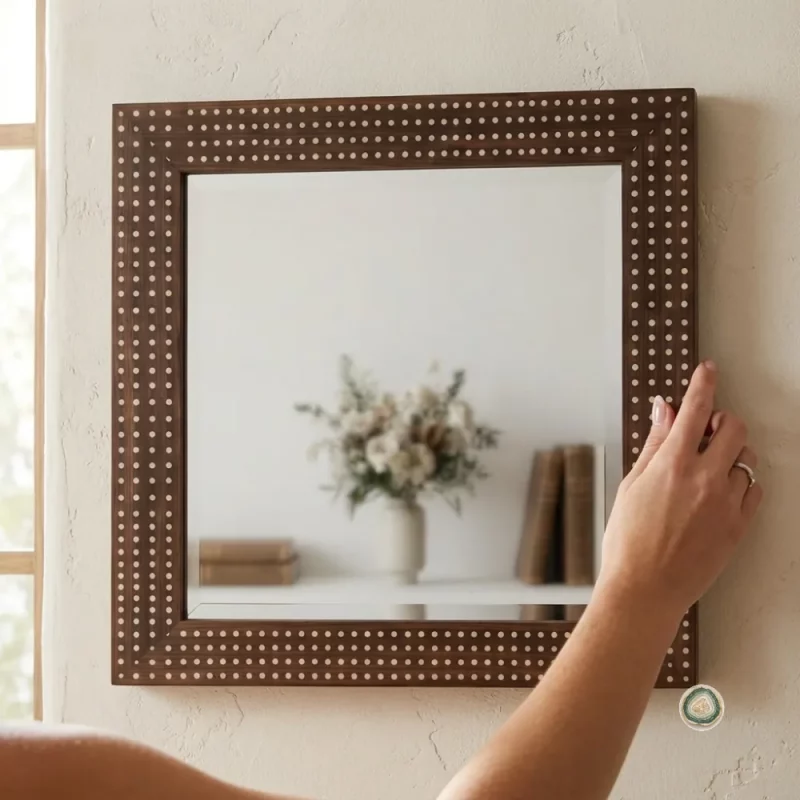 Bone Inlay Square Mirror for Living Room Décor - Christmas Decoration | Stonerie