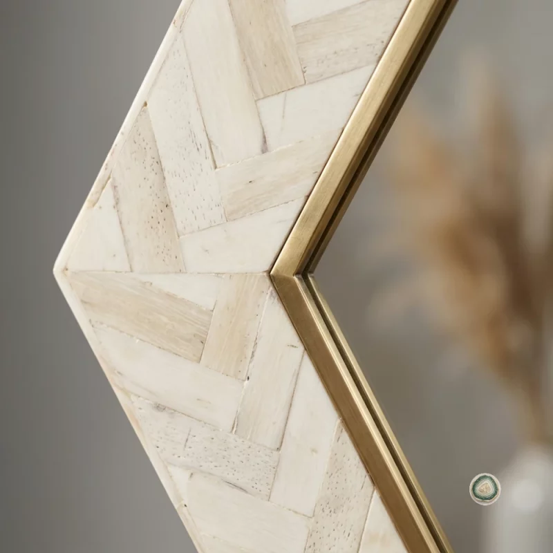 Handcrafted white Hexagon Bone Inlay Mirror with artisan detailing, designed as a luxury decorative wall mirror for bathrooms, bedrooms, entryways, and living rooms. 4 - Christmas Decoration | Stonerie