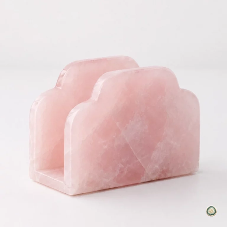 Rose Quartz Napkin Holder – Natural Crystal Table Décor - Stonerie Rose quartz napkin Holder