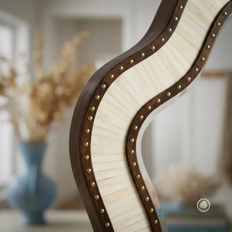 andmade Bone Inlay Wavy Wall Mirror 1 - Christmas Decoration | Stonerie