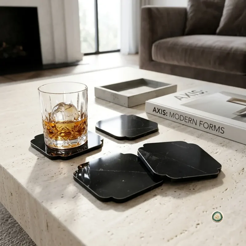Black agate coaster 10 - Christmas Decoration | Stonerie