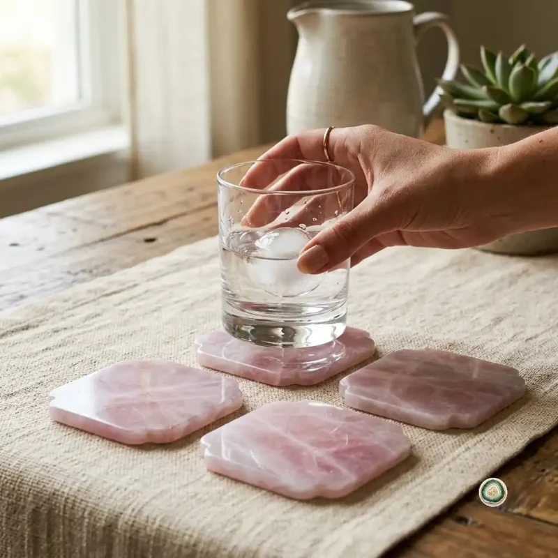 Rose quartz Coaster - Christmas Decoration | Stonerie