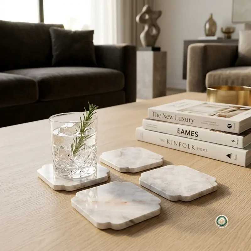 White agate coaster9 - Christmas Decoration | Stonerie