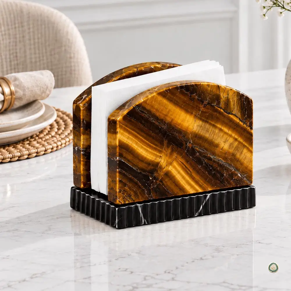 Tigee eye and black agate M Tiger Eye napkin holder